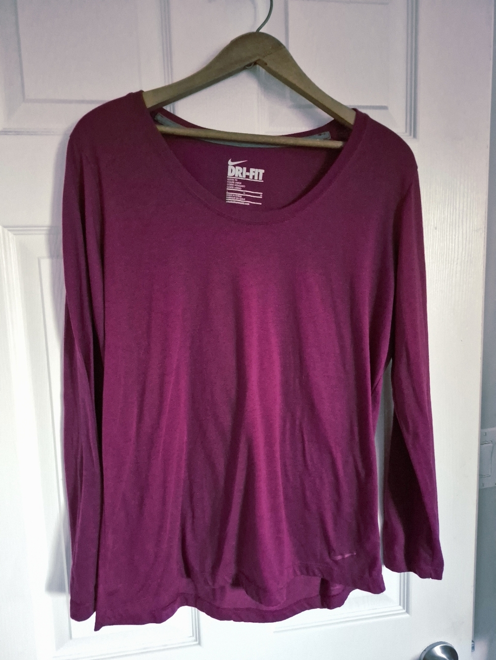 Nike Dri-FIT Women's Long Sleeve Scoop Neck Top - Magenta